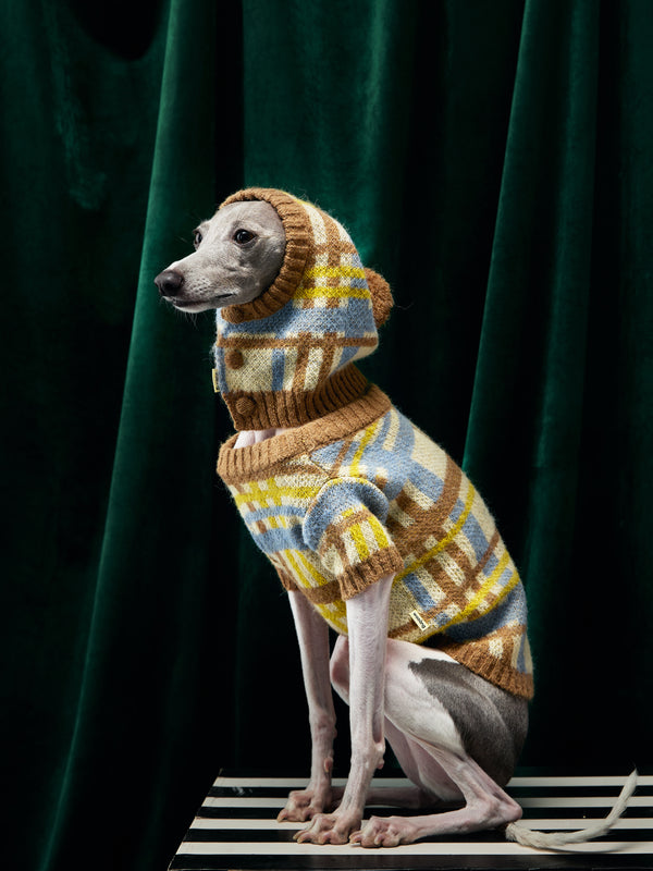 Alpaca & Mohair Check Pet Sweater
