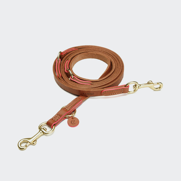 Dog Leash Prince Park | Cognac & Pink