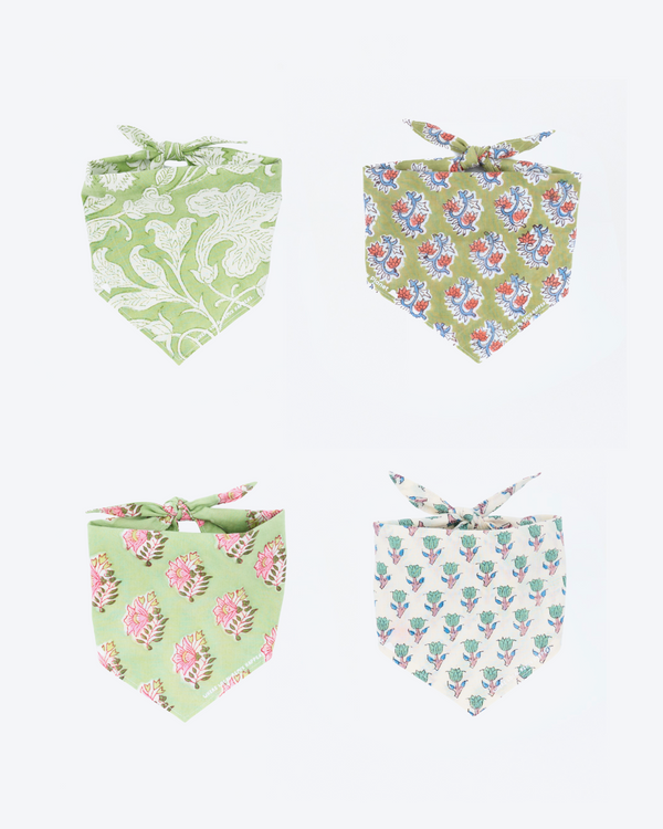 Dog Bandana | Jaipur Hand-Block Print Cotton - Sage Meadow