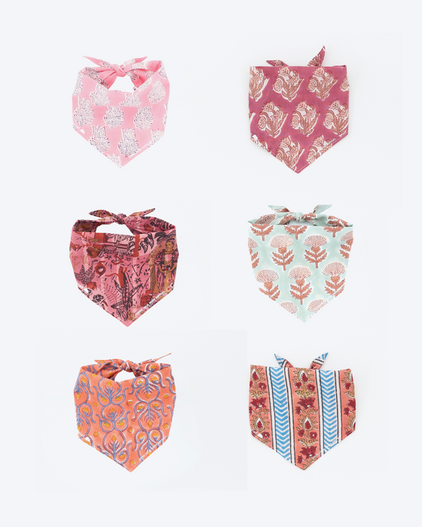 Dog Bandana | Jaipur Hand-Block Print Cotton - Rose Garden