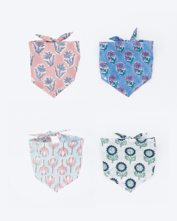 Dog Bandana | Jaipur Hand-Block Print Cotton - Indigo Sky