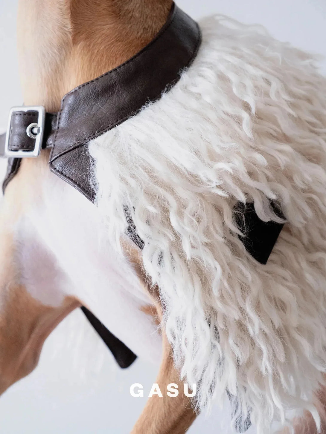 Handcrafted Faux Fur Leather Cloak Ivory