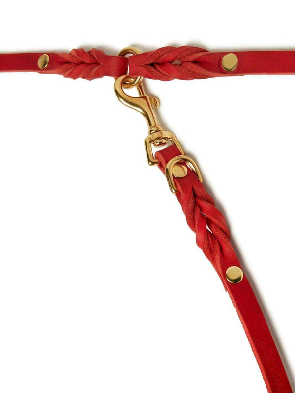 [CHILI RED] BUTTER LEATHER ADJUSTABLE DOG LEASH - 2&4 PETS