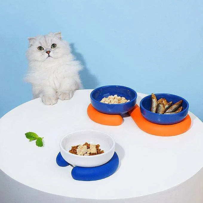 Colorful Ceramic Cat Bowl - 2&4 PETS