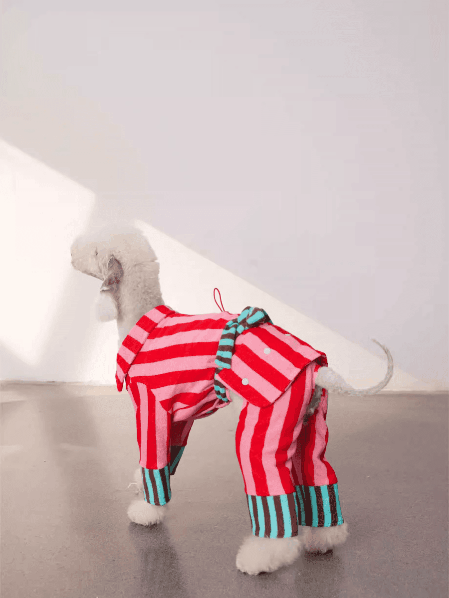 Matching Duo - Striped Cotton Dog Pyjamas