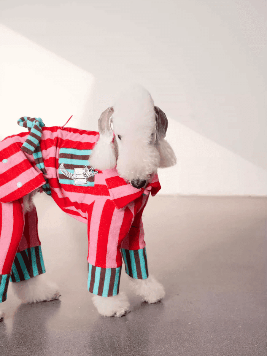 Matching Duo - Striped Cotton Dog Pyjamas