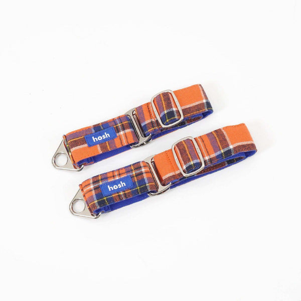 Tartan Pattern Collar + Leash Set | Orange - 2&4 PETS