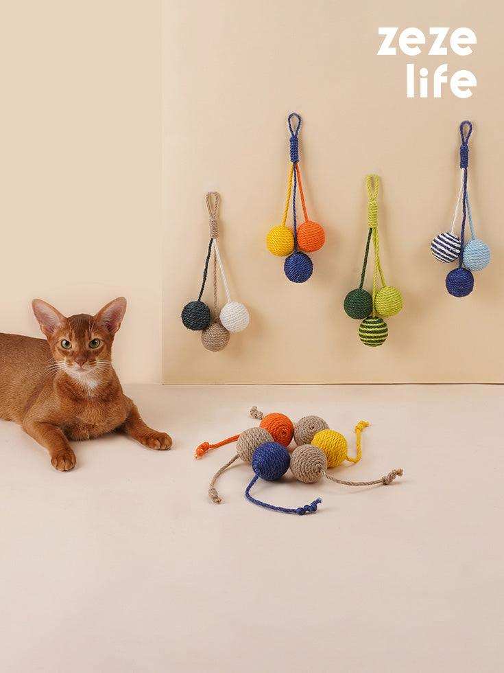 Tricolor Cat Jute Rope Toy - 2&4 PETS